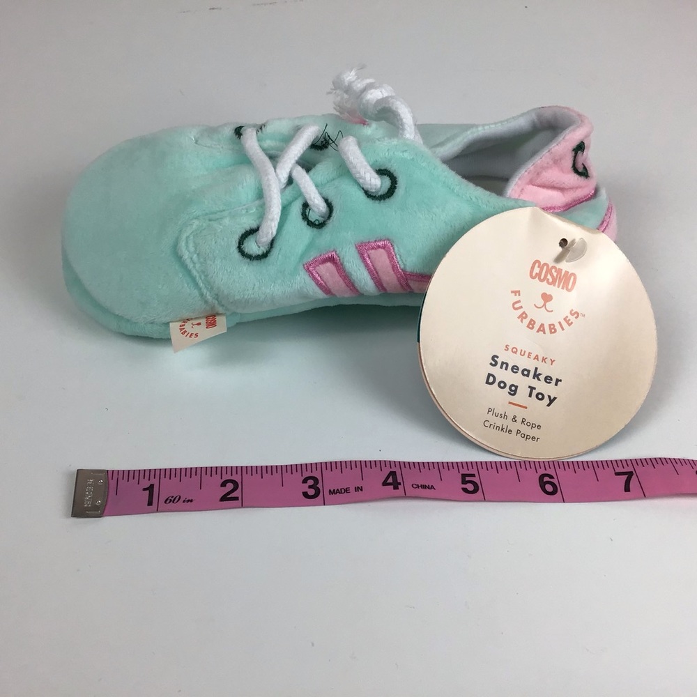 Cosmo Furbabies Squeaky Sneaker Dog Toy-Plush and Rope,Crinkle Paper - Picture 2 of 4